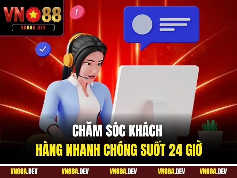 Chăm sóc khách hàng nhanh chóng suốt 24 giờ